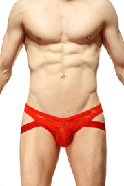 Tanga Suspensorio Dentelle Rojo