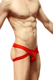 Tanga Suspensorio Dentelle Rojo